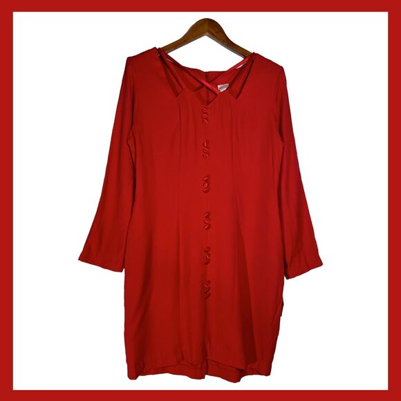 NWT Vintage Fredrick's of Hollywood Cherry Red Bodycon Dress 80s 90s Size Large - Picture 1 of 16